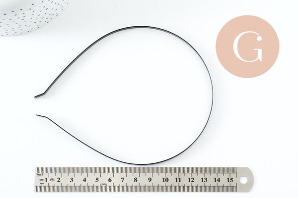 Serre-tête cheveux fer noir 110mm , accessoire pour cheveux à personnaliser X1 G9753