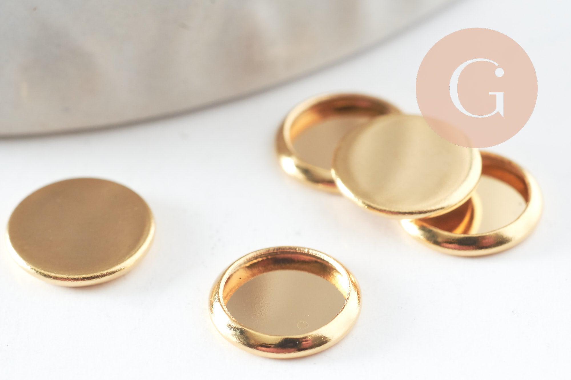 Support Cabochon rond acier 304 inoxydable doré 6mm, x5 (G7965)
