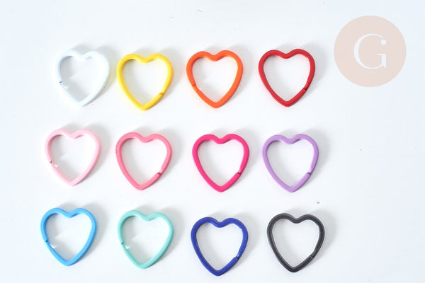 Support Cœur porte-clés fer multicolore 31mm, x1 (G7836)