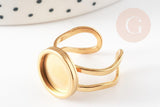 Support bague réglable pour cabochon 12mm acier doré inoxydable, x1 (G4312)