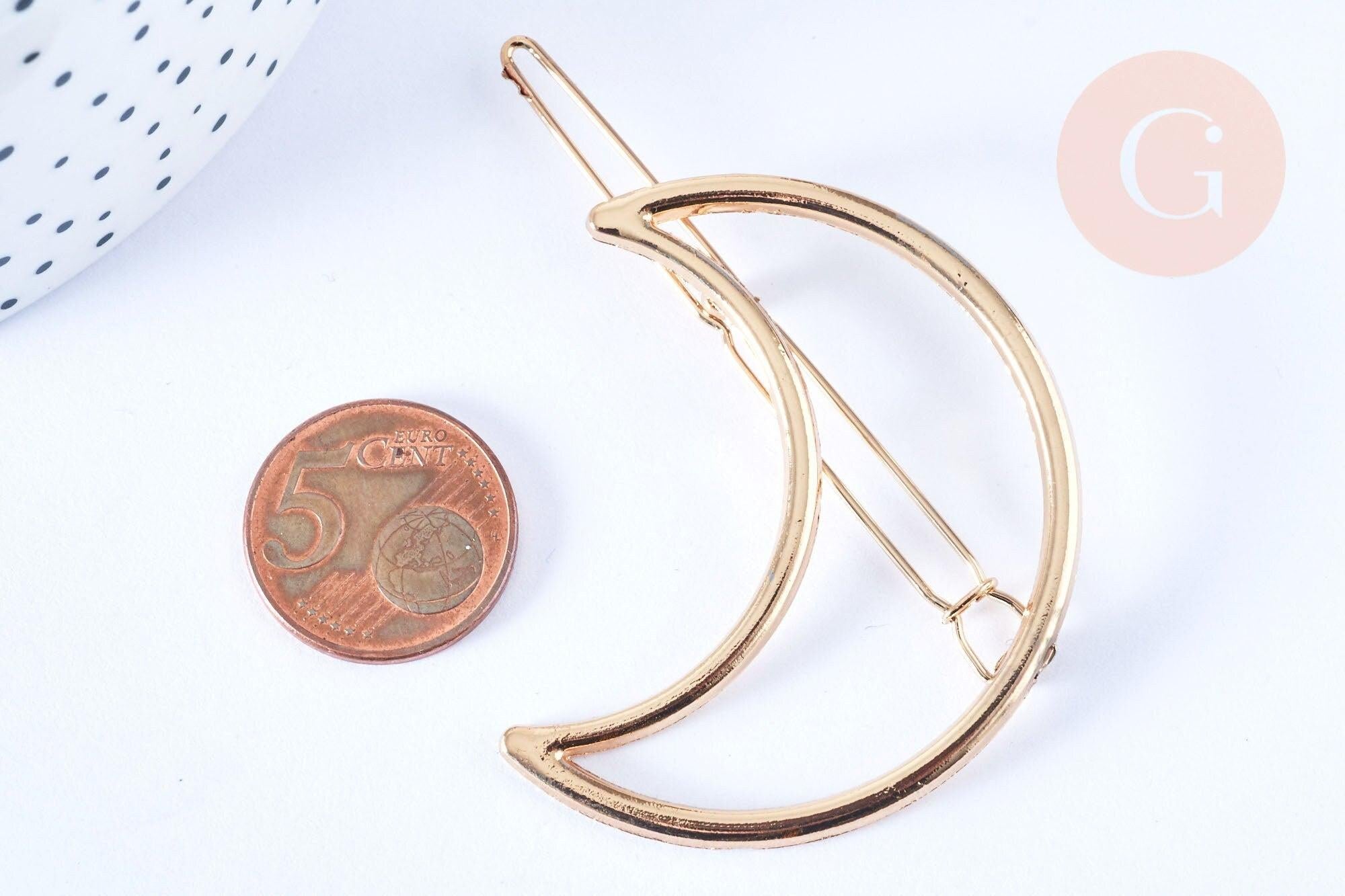 Support barrette Lune clip métal doré 53mm, x1 (G6600)