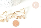 Support barrette chat clip métal doré 55mm, x1 (G7739)