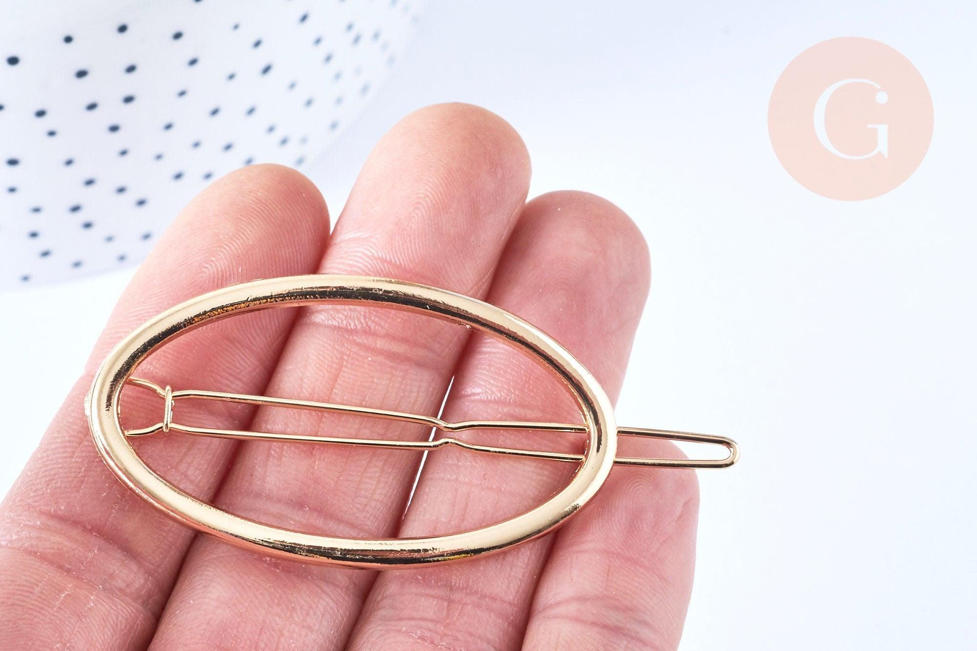 Support barrette clip métal doré ovale 54mm, x1 (G6599)