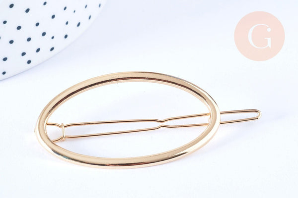 Support barrette clip métal doré ovale sans plateau 54mm, x1 (G6599)