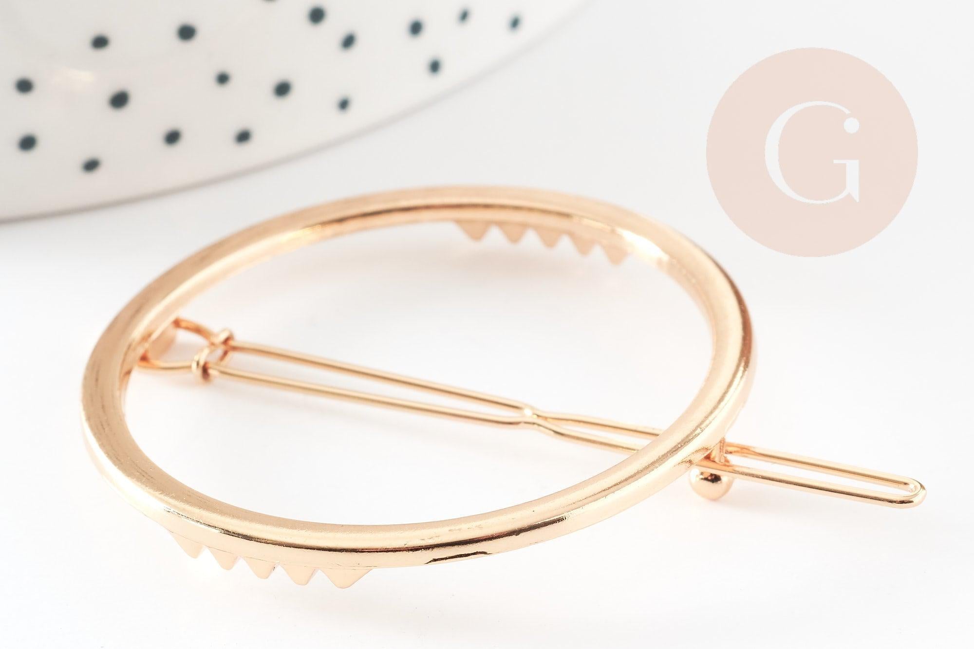 Support barrette clip métal doré ronde 47mm, X1 (G4719)