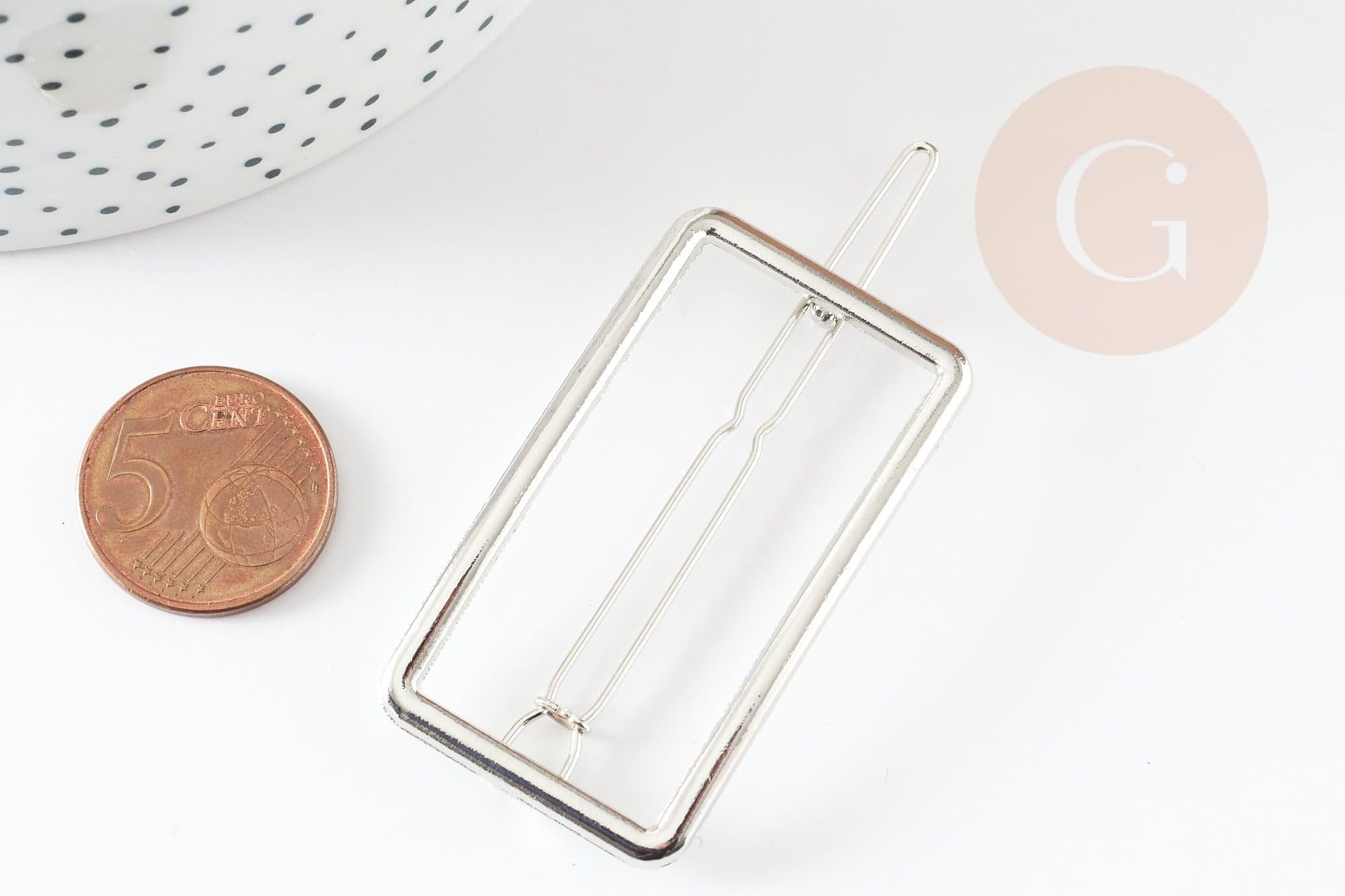 Support barrette clip rectangle zamac platine 55mm, x1 (G9315)