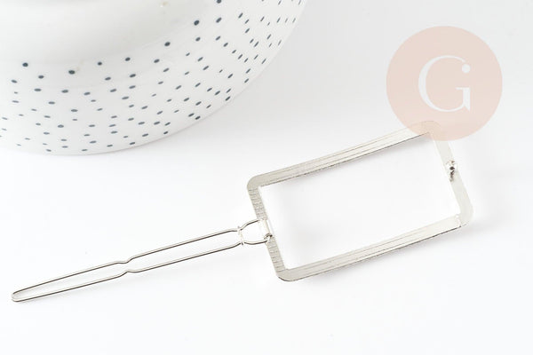 Support barrette clip rectangle zamac platine 55mm, x1 (G9315)