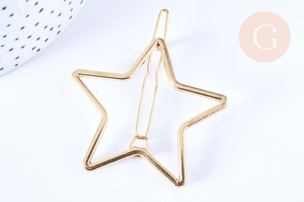 Support barrette étoile clip zamac doré sans plateau 50mm, x1 (G6598)