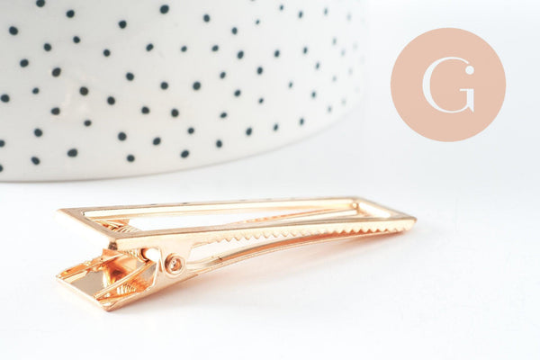 Support barrette fer doré rectangle sans plateau 60mm, x5 (G4699)