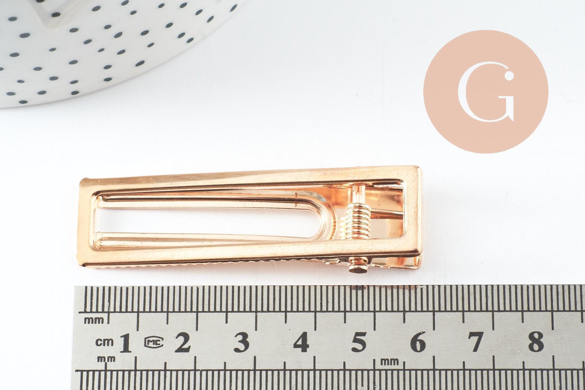 Support barrette fer doré rectangle 60mm, x5 (G4699)