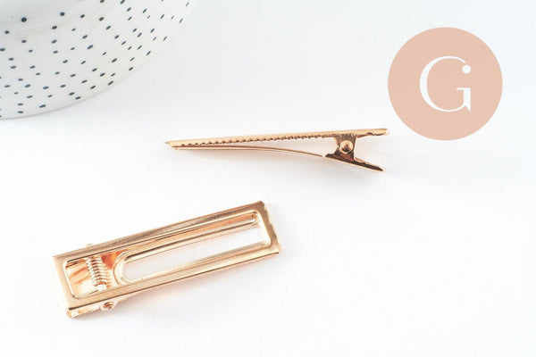 Support barrette fer doré rectangle sans plateau 60mm, x5 (G4699)