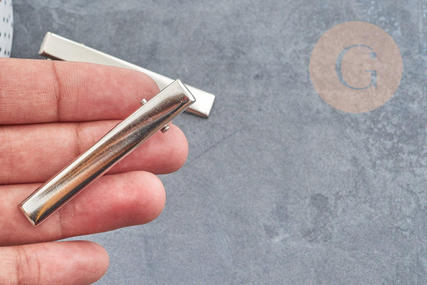 Support barrette pince crocodile fer platine sans plateau 57mm, x2 (G4983)