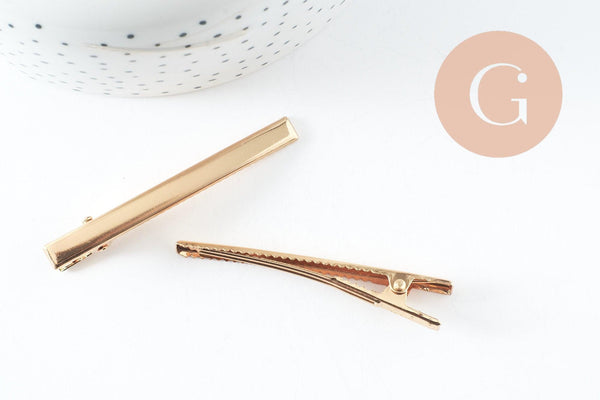 Support barrette pince doré 60mm, x2 (G3314)