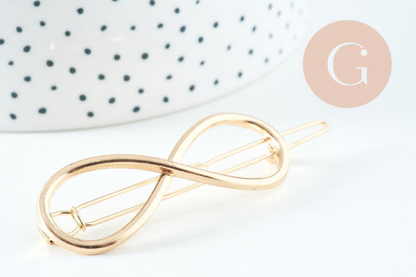 Support barrette signe infini clip zamac doré 65x21mm, x1 (G10746)