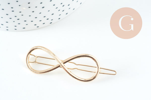 Support barrette signe infini clip zamac doré 65x21mm, x1 (G10746)