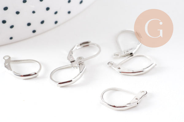 Support boucle Dormeuses boucles d'oreille platine 13mm, x50 (G0085)