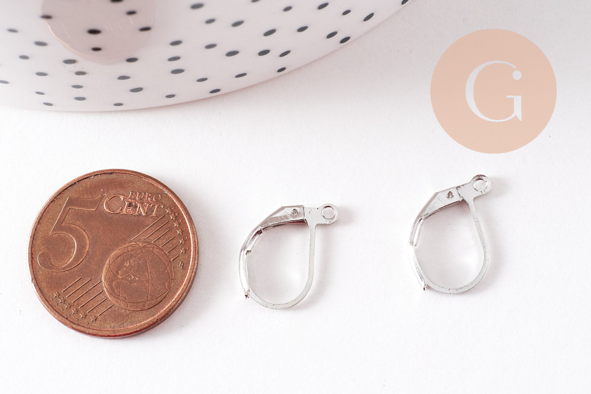 Support boucle Dormeuses boucles d'oreille platine 13mm, x50 (G0085)