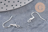 Support boucle crochet acier 304 inoxydable argent 925 22mm, x10 (G10863)