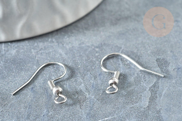 Support boucle crochet acier 304 inoxydable platine finition boule 22mm, x50 (G7900)