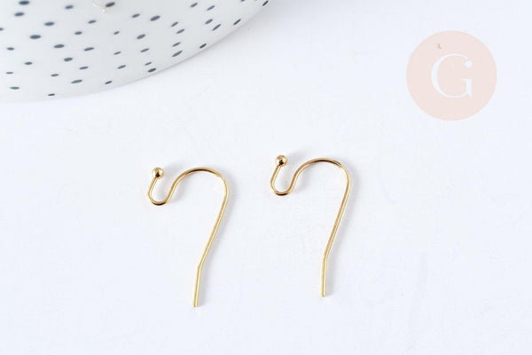 Support boucle crochet hameçon boucle acier 316 inoxydable doré 21mm, x10 (G8479)