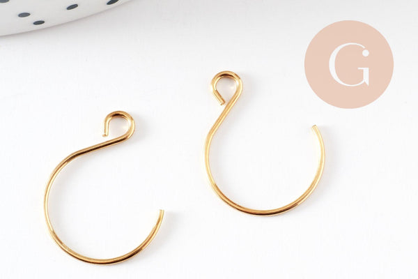 Support boucle crochet rond acier inoxydable 304 doré 14mm, x10 (G9358)