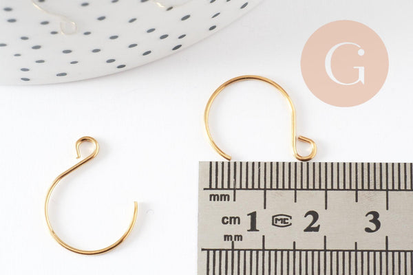 Support boucle crochet rond acier inoxydable 304 doré 14mm, x10 (G9358)