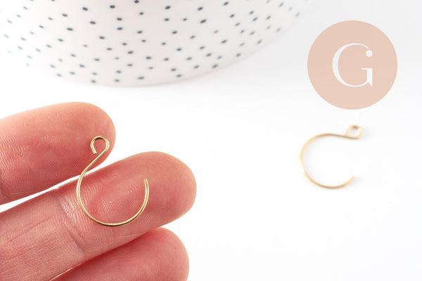 Support boucle crochet rond acier inoxydable 304 doré 14mm, x10 (G9358)