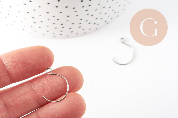 Support boucle crochet rond acier inoxydable 304 platine 14mm, x20 (G9323)