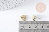 Support boucles cœur puces zamac doré 10mm la paire (G8888)
