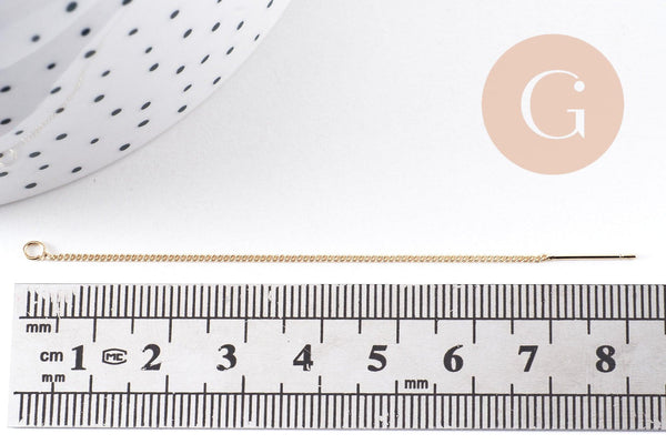 Support boucles tige sur chaine forçat laiton doré 18K 82-85mm, x2 (G10299)