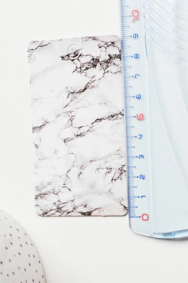 Support carton marbré blanc boucles 9.5x5.5cm, x10 (G3636)