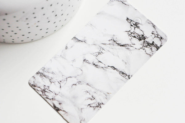 Support carton marbré blanc boucles 9.5x5.5cm, x10 (G3636)