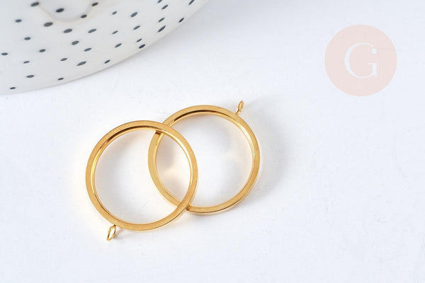 Support de bague avec anneau doré acier 304 inoxydable 17.3mm, x1 (G8444)