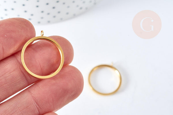 Support de bague avec anneau doré acier 304 inoxydable 17.3mm, x1 (G8444)