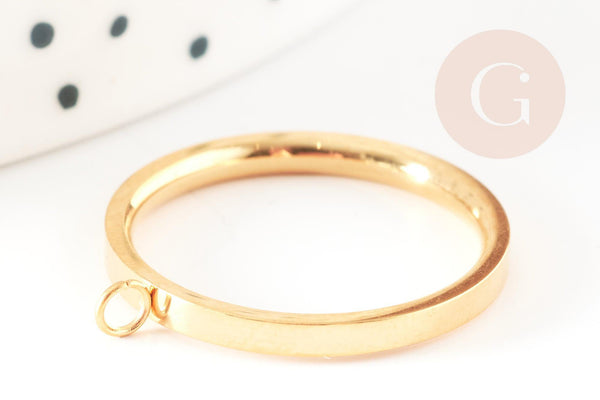 Support de bague avec anneau doré acier 304 inoxydable 17.3mm, x1 (G8444)