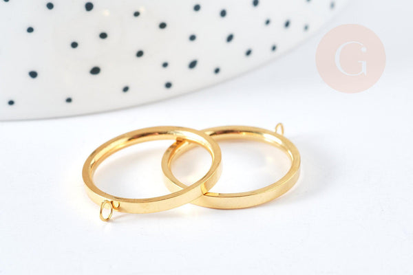 Support de bague avec anneau doré acier 304 inoxydable 17.3mm, x1 (G8444)