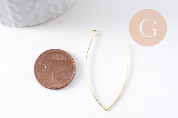 Support de boucles fil doré 16k 48mm, x2 (G4988)