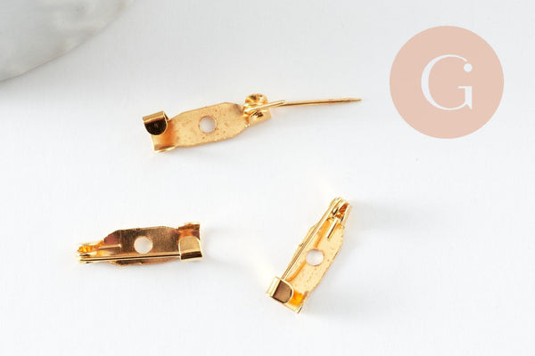 Support de broche en fer doré 15mm, x10 (G9478)