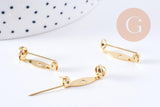 Support de broche en laiton doré 18K 20mm, x2 (G10703)