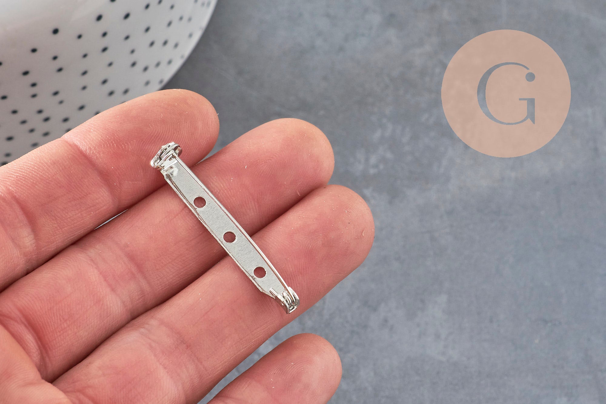 Support de broche épingle en fer platine 39.5mm, x5 (G11209)