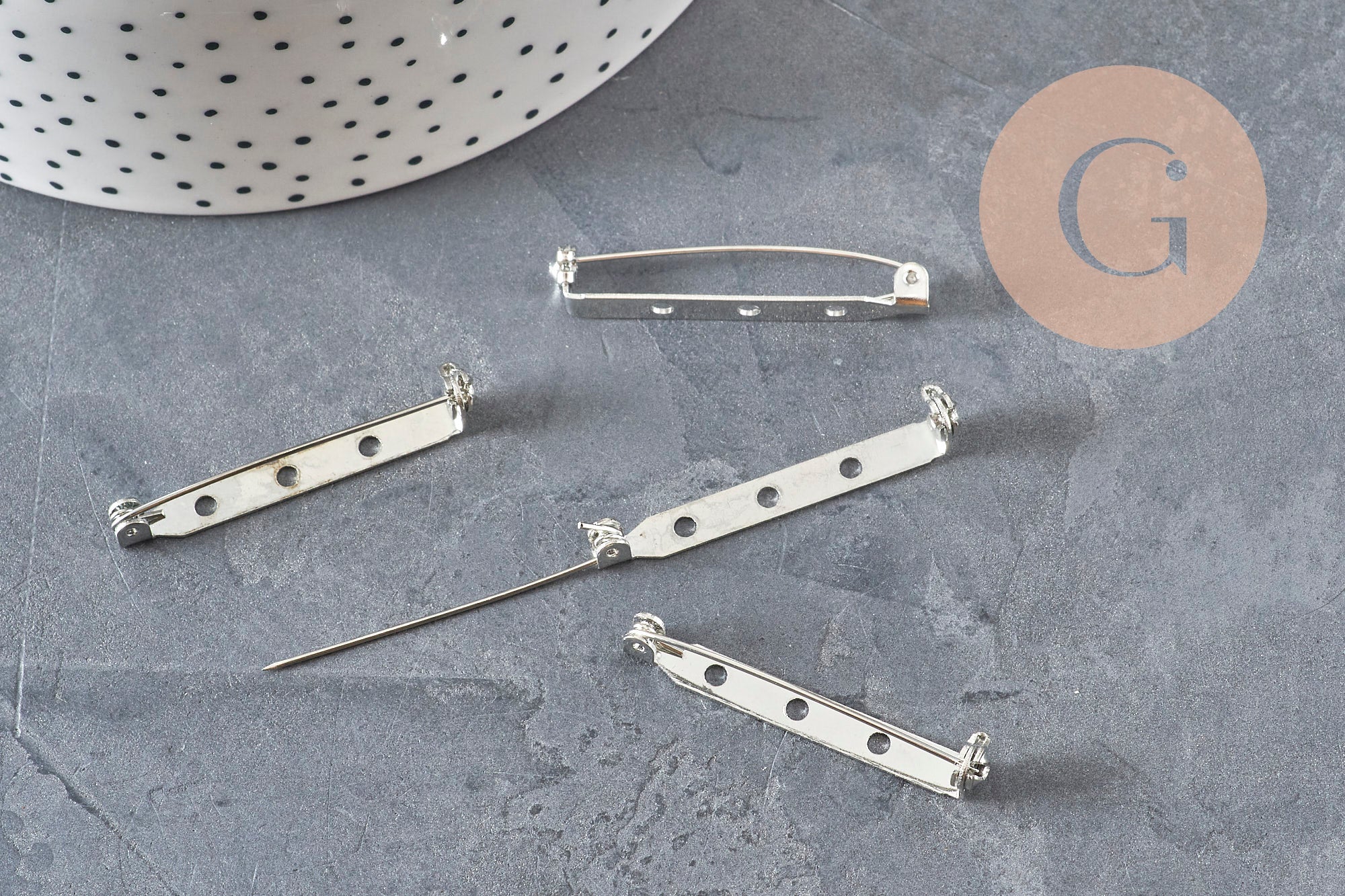 Support de broche épingle en fer platine 39.5mm, x5 (G11209)