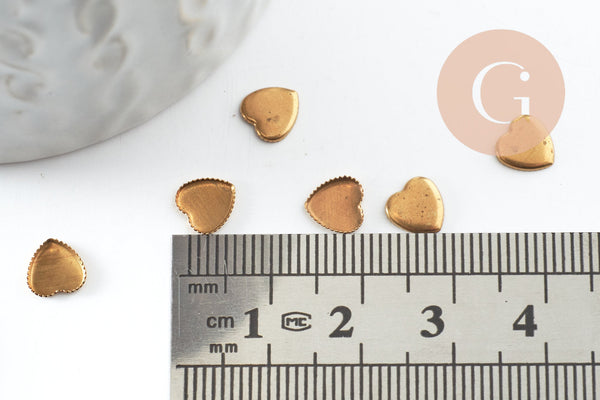 Support de cabochon coeur laiton brut 6x6mm, x50 (3g) (G2239)