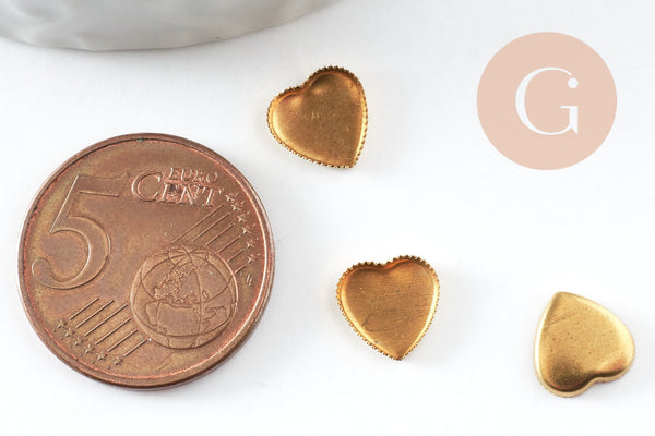 Support de cabochon coeur laiton brut 8x8mm, x50 (5.8g) (G2235)