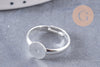 Supports bague reglable argentés plateau 8mm, x4 (G0506)
