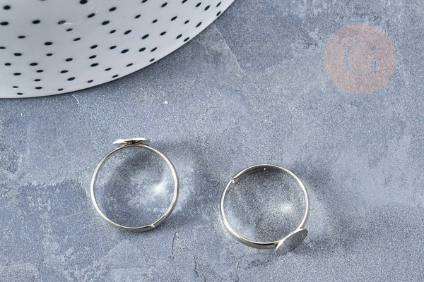 Supports bague reglable laiton couleur acier 17mm plateau 8mm, x4 (G8615)