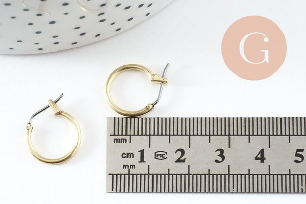 Supports boucle créole laiton brut 14mm, x2 (G1846)