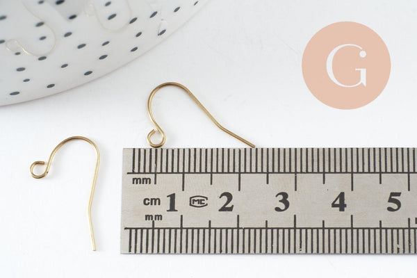 Supports boucles hameçons laiton brut 18mm, x25 (G5660)