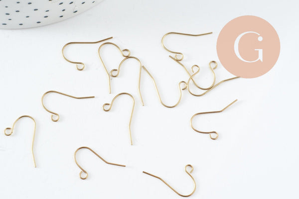 Supports boucles hameçons laiton brut 18mm, x25 (G5660)