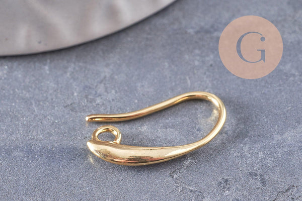 Supports boucles hameçons laiton doré 18K 19mm, x10 (G2501)
