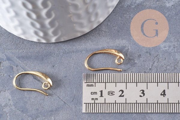 Supports boucles hameçons laiton doré 18K 19mm, x10 (G2501)